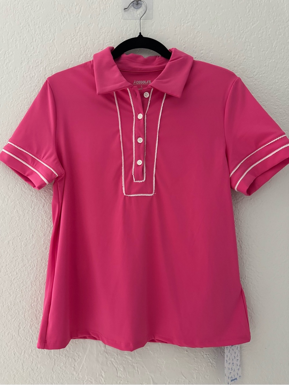 ACEGOLFS 2 Piece Golf Tennis Pickleball Set UPF50+ Pink Top White Skort - Picture 5 of 16